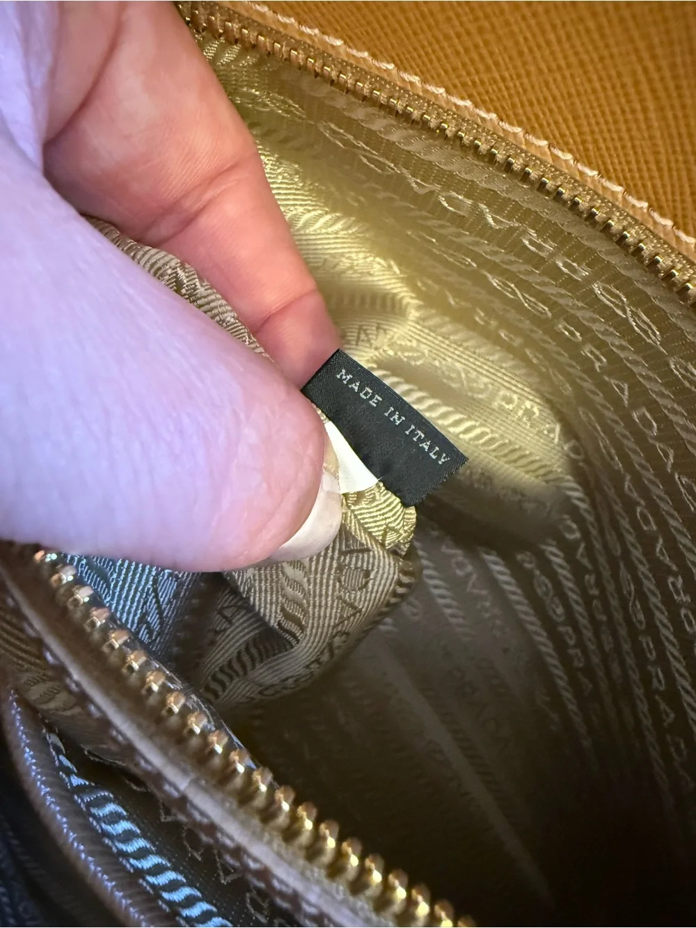 Authentic Prada Saffiano Lux XL Double Zip Executive Tote in Caramel - EUC